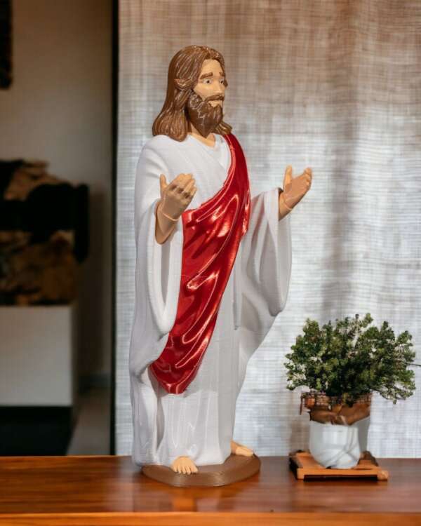 Miniatura Iisus Hristos, alb cu rosu - imagine 3