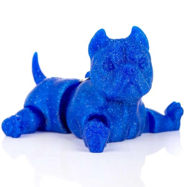 Breloc American Bully Albastru Glitter - imagine 3