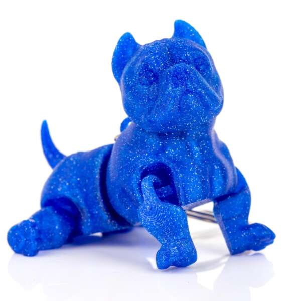 Breloc American Bully Albastru Glitter - imagine 4