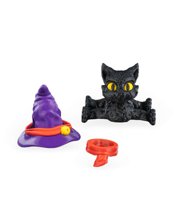 Figurina Pisica Halloween, 10cm, Cat in a Hat - imagine 2