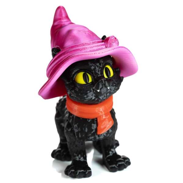 Figurina Pisica Halloween, 10cm, Cat in a Hat - imagine 3