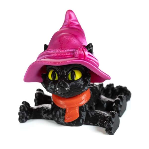 Figurina Pisica Halloween, 10cm, Cat in a Hat - imagine 4