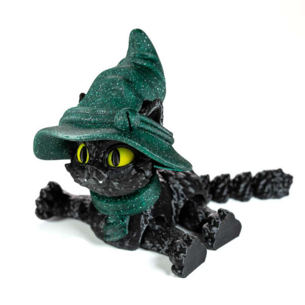 Figurina Pisica Halloween, 10cm, Cat in a Hat - imagine 8