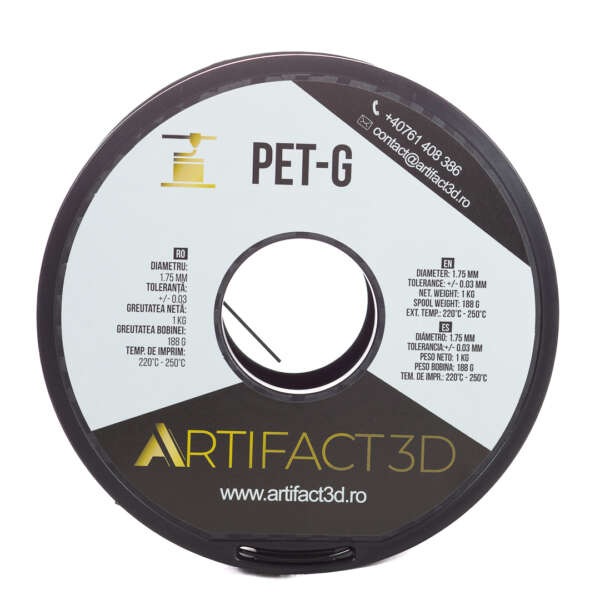 Filament 3D PET-G 1kg Artifact 3D – Negru - imagine 3