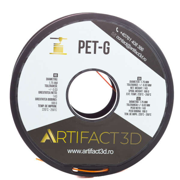 Filament 3D PET-G 1kg Artifact 3D – Orange - imagine 3