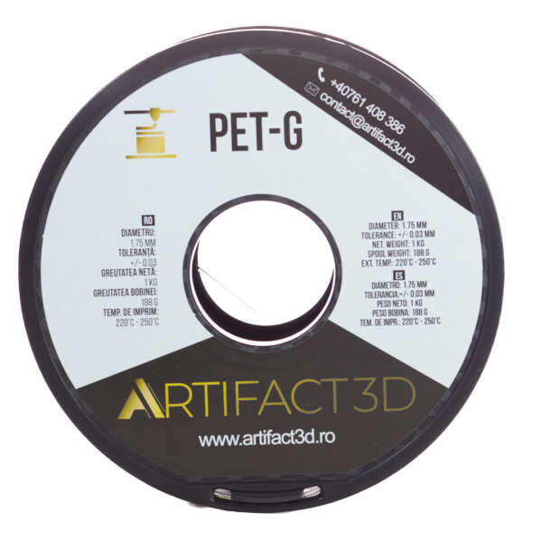 Filament 3D PET-G 1kg Artifact 3D – Transparent - imagine 3