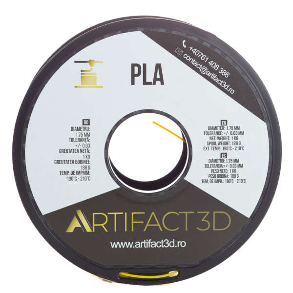 Filament 3D PLA 1kg Artifact 3D – Galben - imagine 3