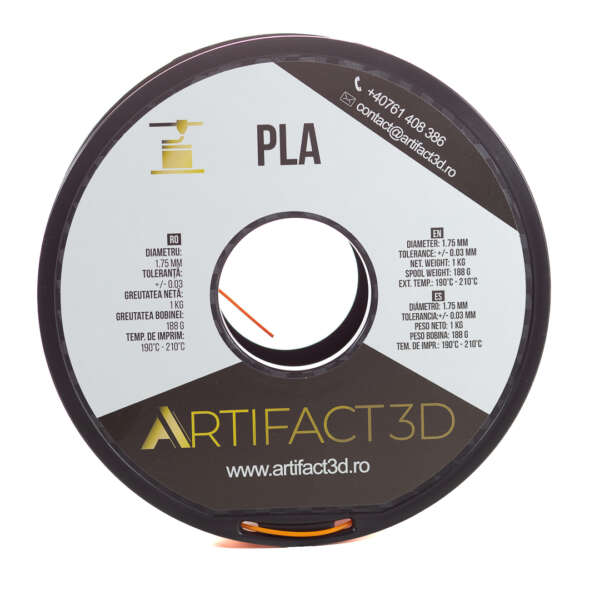 Filament 3D PLA 1kg Artifact 3D – Orange - imagine 3