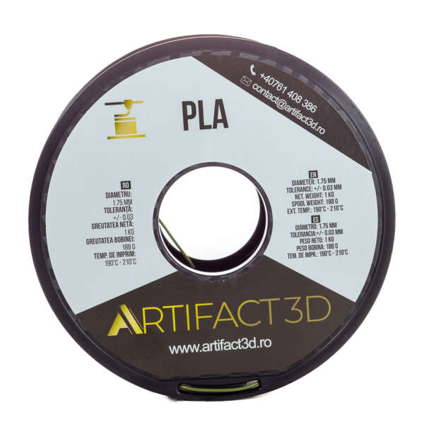 Filament 3D PLA 1kg Artifact 3D – Verde Army - imagine 3